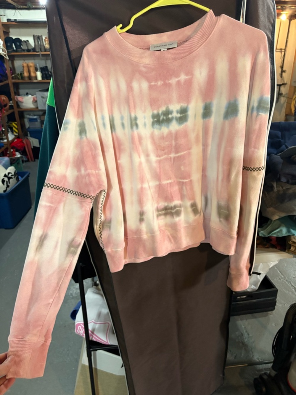 Something Navy Blush Pink Tie-Dye Crewneck Sweatshirt